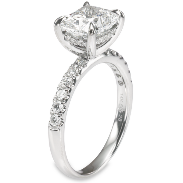 14K White Gold 4-Prong Hidden Halo 0.51ctw Diamond Engagement Ring Mounting - Dallas TX