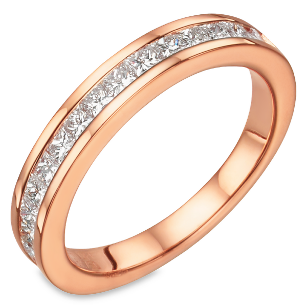 18K Rose Gold Channel Set Princess Cut Diamond Wedding Band - Dallas TX | Mariloff Diamonds