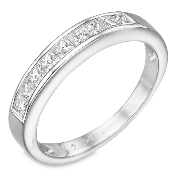 14K White Gold 9-Stone Channel Set Princess Cut Diamond Wedding Band - Dallas TX