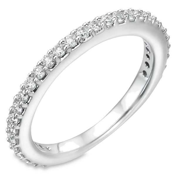 14K White Gold High-Profile 0.57ctw Diamond Wedding Band - Dallas TX