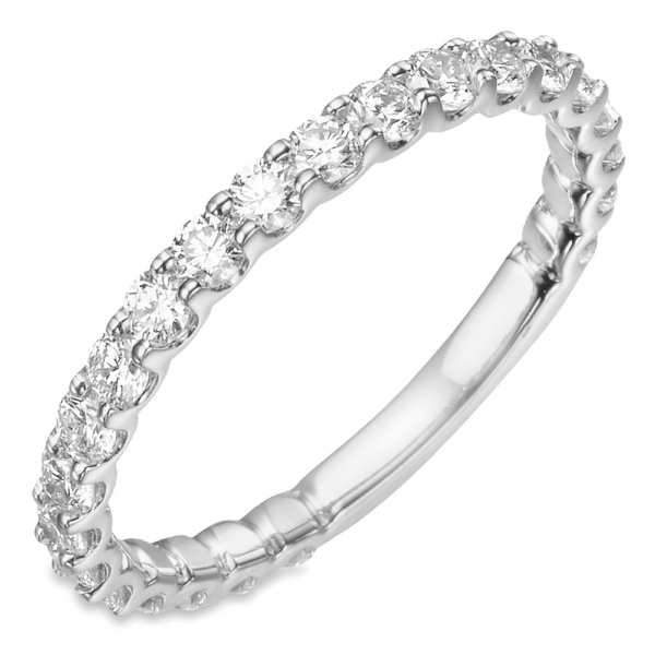 14K White Gold Shared-Prong 0.93ctw Diamond Wedding Band - Dallas TX