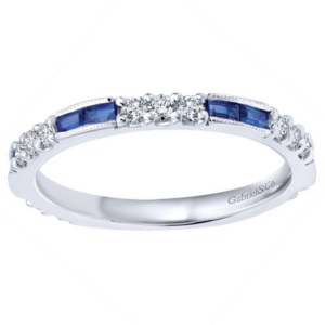 14K Gold Baguette-Cut Sapphire and Diamond Stackable Band - Dallas TX