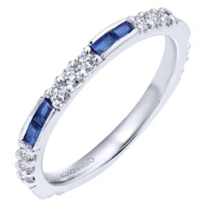 14K Gold Baguette-Cut Sapphire and Diamond Stackable Band - Dallas TX