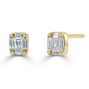14K Yellow Gold Multi-Shape Diamond Cluster Stud Earrings - Dallas TX | Mariloff Diamonds