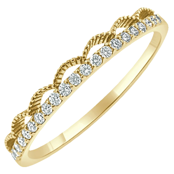 14K Yellow Gold Accented Gold Scalloped Diamond Wedding Band - Dallas TX | Mariloff Diamonds