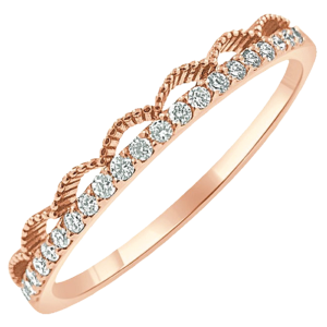 14K Rose Gold Accented Gold Scalloped Diamond Wedding Band - Dallas TX | Mariloff Diamonds