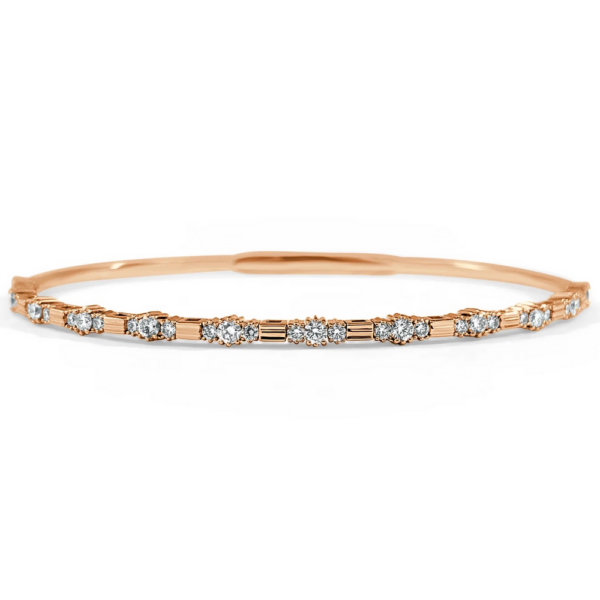 14K Rose Gold Flexible Accented Round Diamond Station Bangle - Dallas TX | Mariloff Diamonds