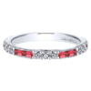 14K Gold Baguette-Cut Ruby and Diamond Stackable Band - Image 2