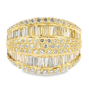 18K Yellow Gold Baguette and Round Diamond Fashion Ring - Dallas TX | Mariloff Diamonds