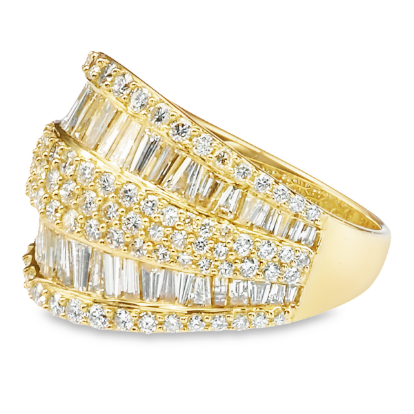 18K Yellow Gold Baguette and Round Diamond Fashion Ring - Dallas TX | Mariloff Diamonds