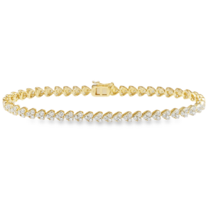 18K Gold East-West Heart Formation Round Diamond Tennis Bracelet - Dallas TX