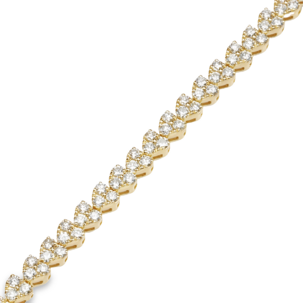 18K Gold East-West Heart Formation Round Diamond Tennis Bracelet - Dallas TX