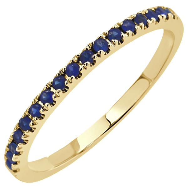 14K Yellow Gold Round Blue Sapphire Stackable Wedding Band - Dallas TX