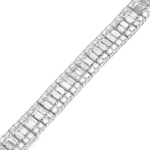 18K White Gold Baguette and Round Diamond Necklace - Dallas TX | Mariloff Diamonds