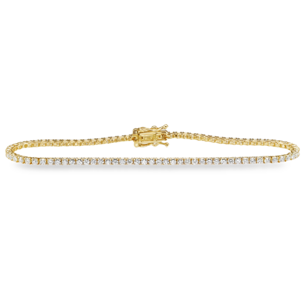 14K Yellow Gold 1.90ctw Round Brilliant Diamond Tennis Bracelet 7" - Dallas TX