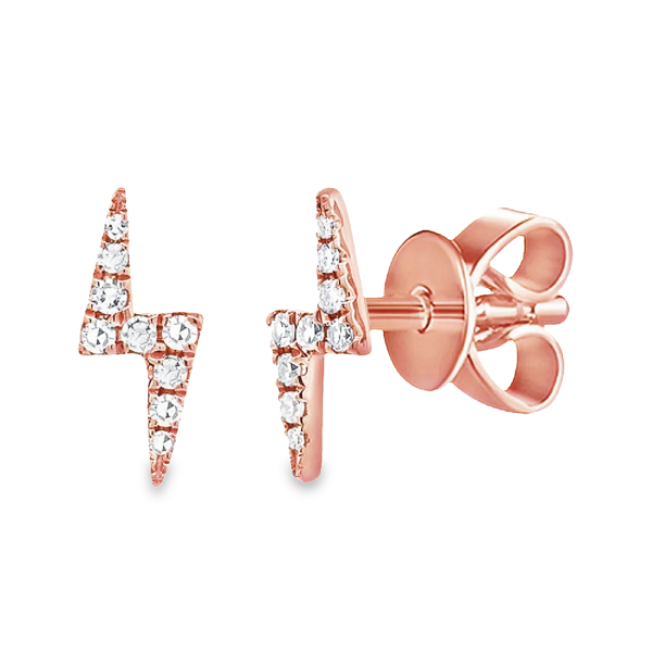 14K Rose Gold 0.11ctw Diamond Lightning Bolt Fashion Studs - Dallas TX | Mariloff Diamonds