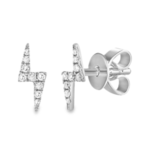 14K White Gold 0.11ctw Diamond Lightning Bolt Fashion Studs - Dallas TX | Mariloff Diamonds