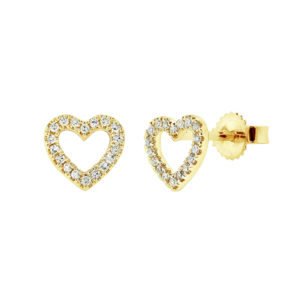 14K Yellow Gold Diamond Accented Heart Stud Earrings - Dallas TX | Mariloff Diamonds