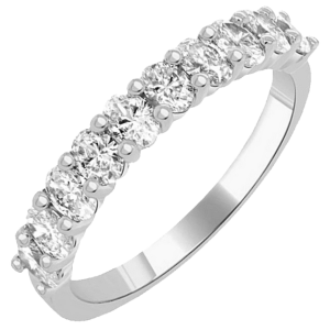 14K White Gold 1.00ctw Oval Brilliant Cut Diamond Wedding Band - Dallas TX | Mariloff Diamonds