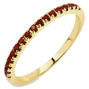 14K Yellow Gold Round-Cut Garnet Stackable Wedding Band - Dallas TX