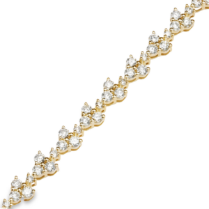 14K Yellow Gold Three-Stone Cluster Diamond Station Tennis Bracelet - Dallas TX