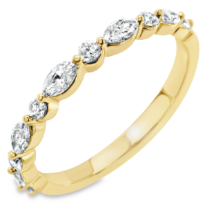 14K Yellow Gold Alternating Round and Marquise Cut Diamond Band - Dallas TX | Mariloff Diamonds