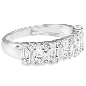 14K White Gold Two-Row Multishape Diamond Cluster Fashion Ring - Dallas TX | Mariloff Diamonds