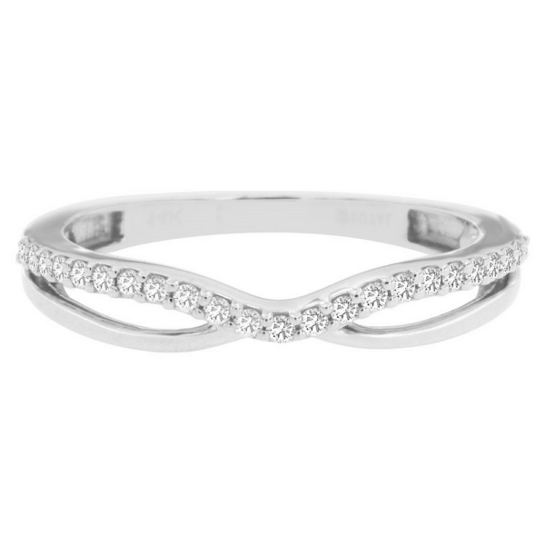 14K White Gold Curved Negative-Space Stackable Diamond Wedding Band - Mariloff Diamonds | Dallas