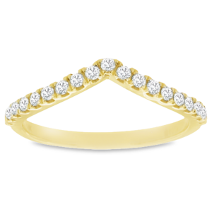 14K Yellow Gold Round Brilliant Cut Diamond Contour Wedding Band - Dallas TX