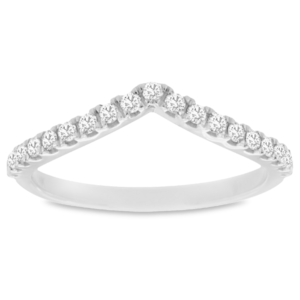 14K White Gold Round Brilliant Cut Diamond Contour Wedding Band - Dallas TX