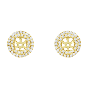 14K Yellow Gold Petite Double-Row Round Diamond Stud Halo Jackets - Dallas TX