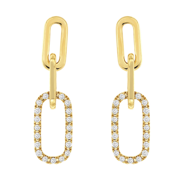 14K Yellow Gold Diamond Accented Interlocking Link Fashion Earrings - Dallas TX | Mariloff Diamonds