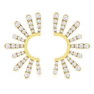 14K Yellow Gold Diamond Burst Climber Stud Fashion Earrings - Dallas TX