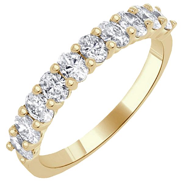 14K Yellow Gold 1.00ctw Oval Brilliant Cut Diamond Wedding Band - Dallas TX | Mariloff Diamonds