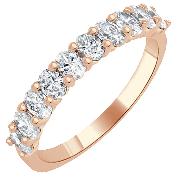 14K Rose Gold 1.00ctw Oval Brilliant Cut Diamond Wedding Band - Dallas TX | Mariloff Diamonds