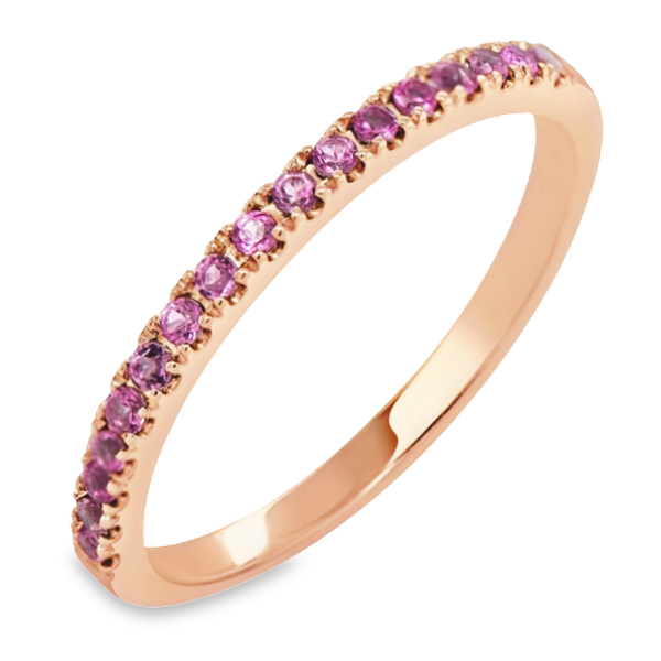 14K Rose Gold Round Pink Sapphire Stackable Wedding Band - Dallas TX