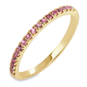 14K Yellow Gold Round Pink Sapphire Stackable Wedding Band - Dallas TX