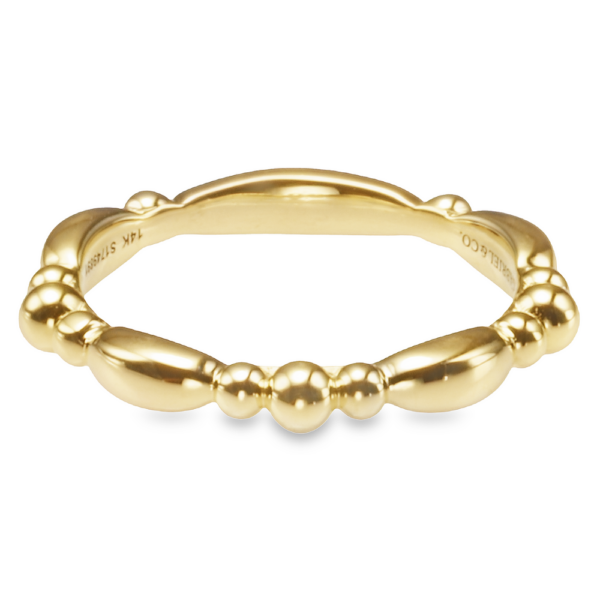 14K Gold Graduated Bar Beaded Stackable Band - Dallas TX