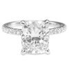 14K White Gold 4-Prong Basket Hidden-Halo Cushion Cut Diamond Engagement Ring - Dallas TX