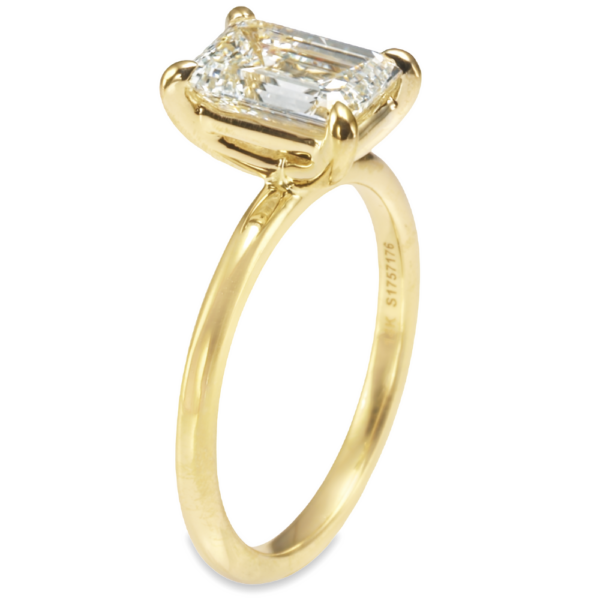 14K Yellow Gold 4-Prong Basket 1.8MM Emerald Cut Diamond Solitaire Engagement Ring - Dallas TX
