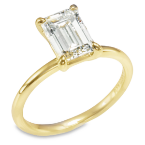 14K Yellow Gold 4-Prong Basket 1.8MM Emerald Cut Diamond Solitaire Engagement Ring - Dallas TX