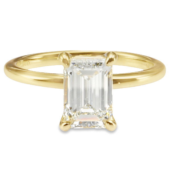 14K Yellow Gold 4-Prong Basket 1.8MM Emerald Cut Diamond Solitaire Engagement Ring - Dallas TX