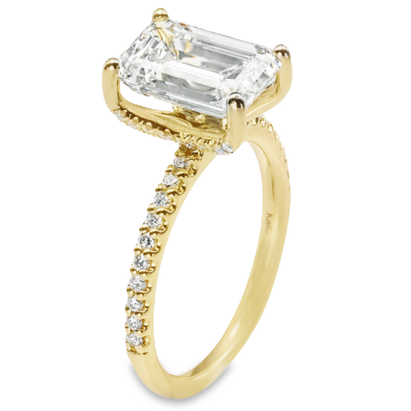 14K Yellow Gold 4-Prong Diamond Accented Open-Basket Engagement Ring - Dallas TX