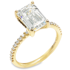 14K Yellow Gold 4-Prong Diamond Accented Open-Basket Engagement Ring - Dallas | Mariloff Diamonds