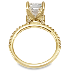 14K Yellow Gold 4-Prong Diamond Accented Open-Basket Engagement Ring - DFW | Mariloff Diamonds