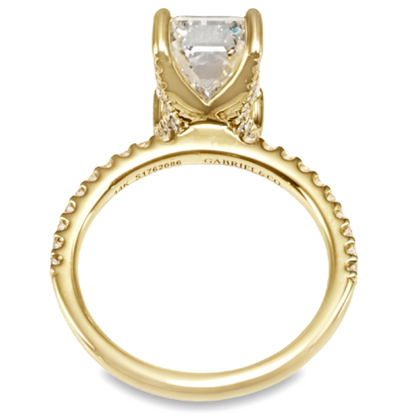 14K Yellow Gold 4-Prong Diamond Accented Open-Basket Engagement Ring - DFW | Mariloff Diamonds