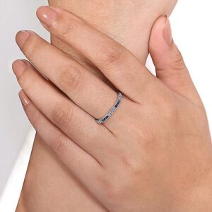 14K Gold Baguette-Cut Sapphire and Diamond Stackable Band - Dallas TX