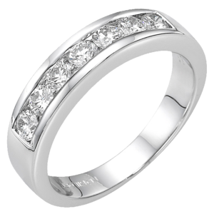 18K Gold 7-Stone Channel Set Diamond Wedding Band - Dallas TX