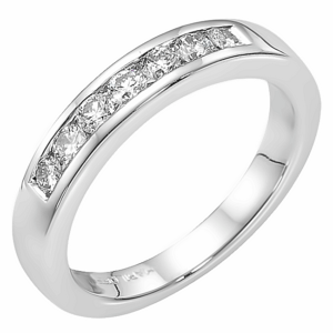 Platinum 7-Stone Channel-Set Round Brilliant Diamond Wedding Band - Dallas TX