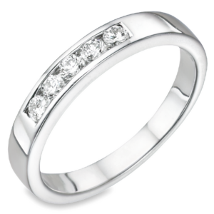 Platinum 5-Stone Channel Set Round Brilliant Diamond Wedding Band - Dallas TX